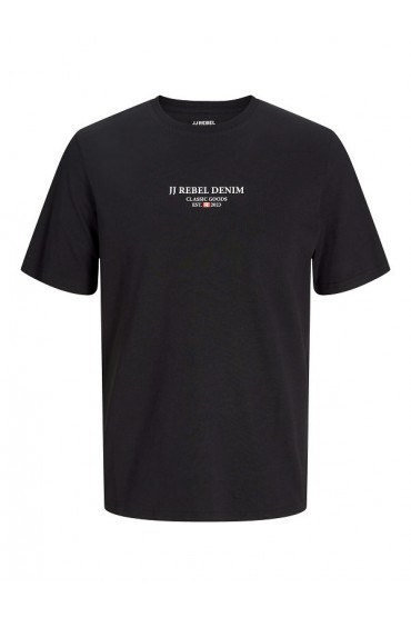 JREBJEANS REBEL PRINT TEE SS O-NECK SN - ΜΑΥΡΟ