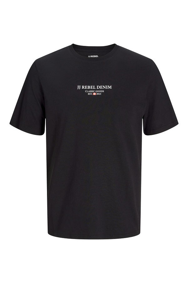 JREBJEANS REBEL PRINT TEE SS O-NECK SN - ΜΑΥΡΟ