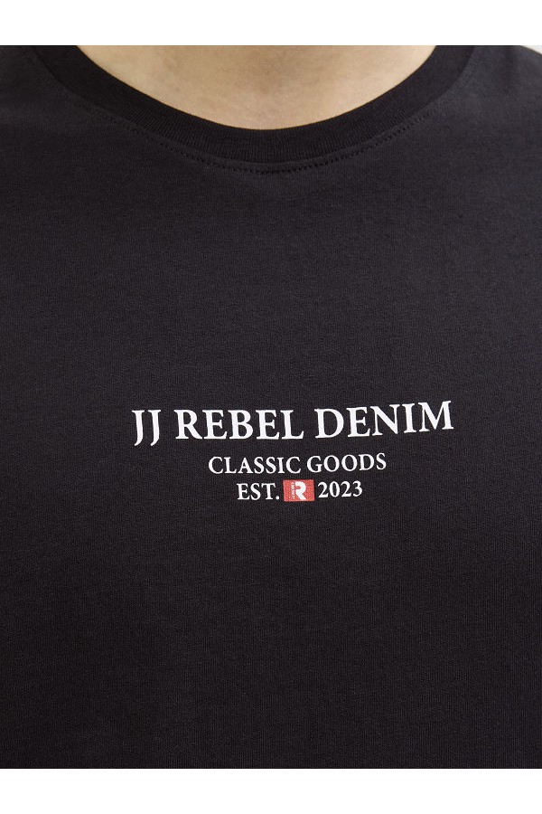 JREBJEANS REBEL PRINT TEE SS O-NECK SN - ΜΑΥΡΟ