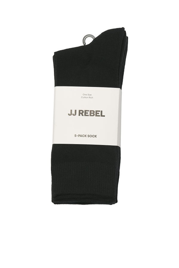 JREBREBEL LOGO SOCKS 5 PACK - ΜΑΥΡΟ