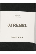 JREBREBEL LOGO SOCKS 5 PACK - ΜΑΥΡΟ
