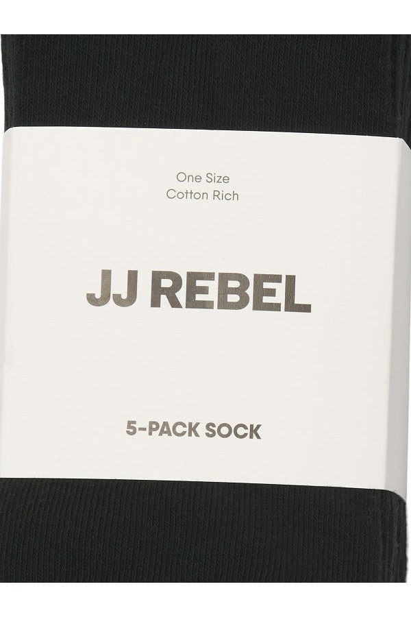 JREBREBEL LOGO SOCKS 5 PACK - ΜΑΥΡΟ