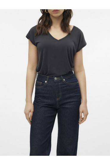 VMFILLI SS V-NECK TEE NOOS - ΜΑΥΡΟ