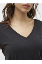 VMFILLI SS V-NECK TEE NOOS - ΜΑΥΡΟ