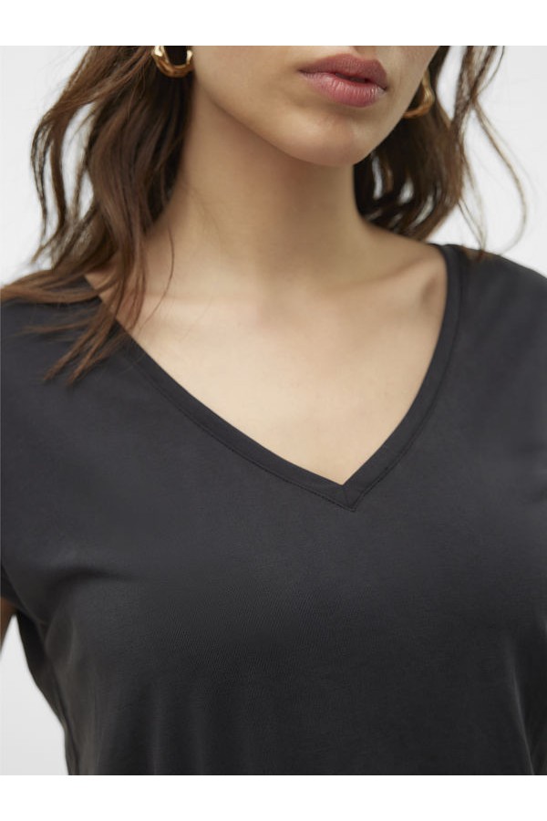 VMFILLI SS V-NECK TEE NOOS - ΜΑΥΡΟ