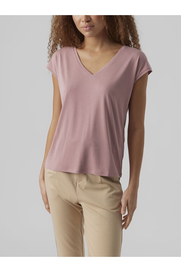 VMFILLI SS V-NECK TEE NOOS - ΡΟΖ