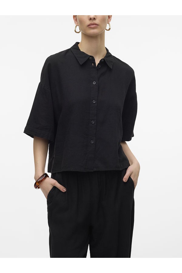VMLINN 2/4 SHORT SHIRT WVN NOOS - ΜΑΥΡΟ