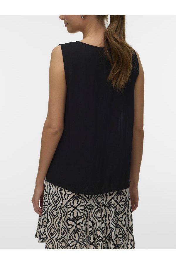 VMMENNY SL V-NECK TOP WVN BOO - ΜΑΥΡΟ