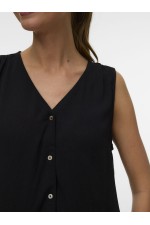 VMMENNY SL V-NECK TOP WVN BOO - ΜΑΥΡΟ