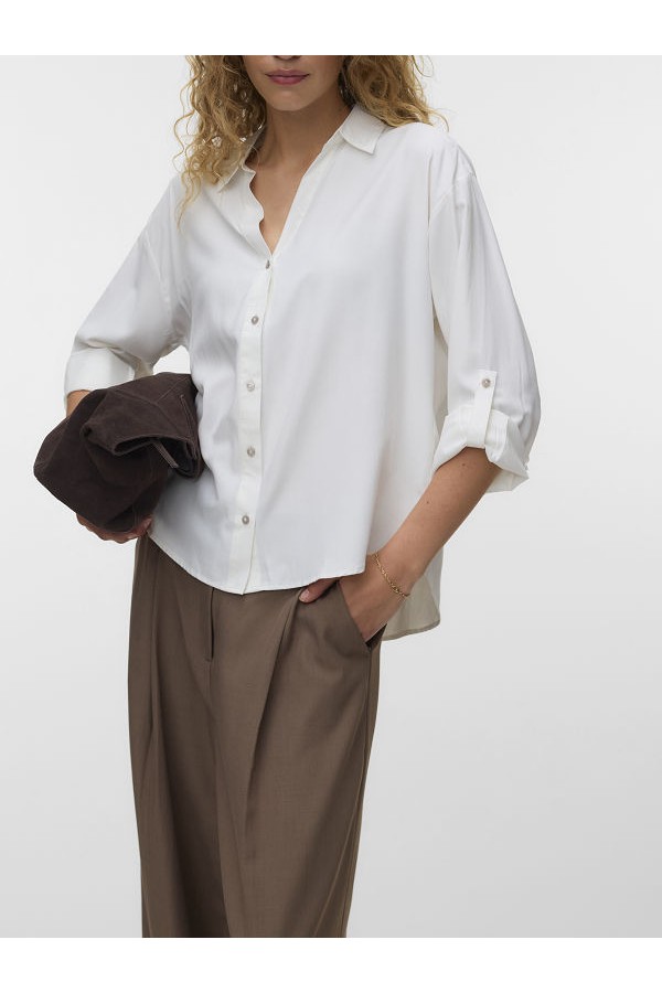 VMTARA LS SHIRT WVN - ΛΕΥΚΟ