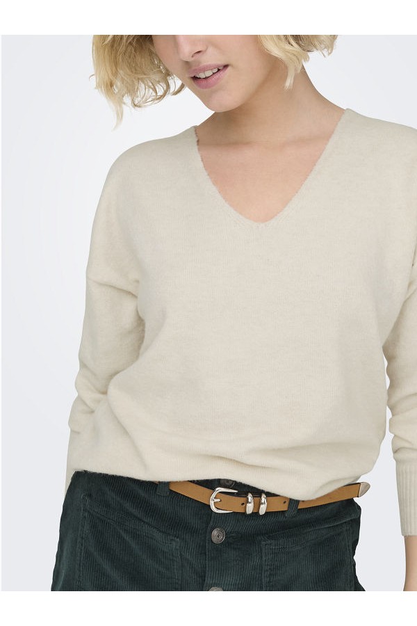 ONLRICA LIFE L/S V-NECK PULLO KNT NOOS - ΜΠΕΖ