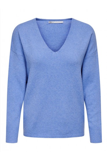 ONLRICA LIFE L/S V-NECK PULLO KNT NOOS - ΜΠΛΕ ΑΝΟΙΧΤΟ