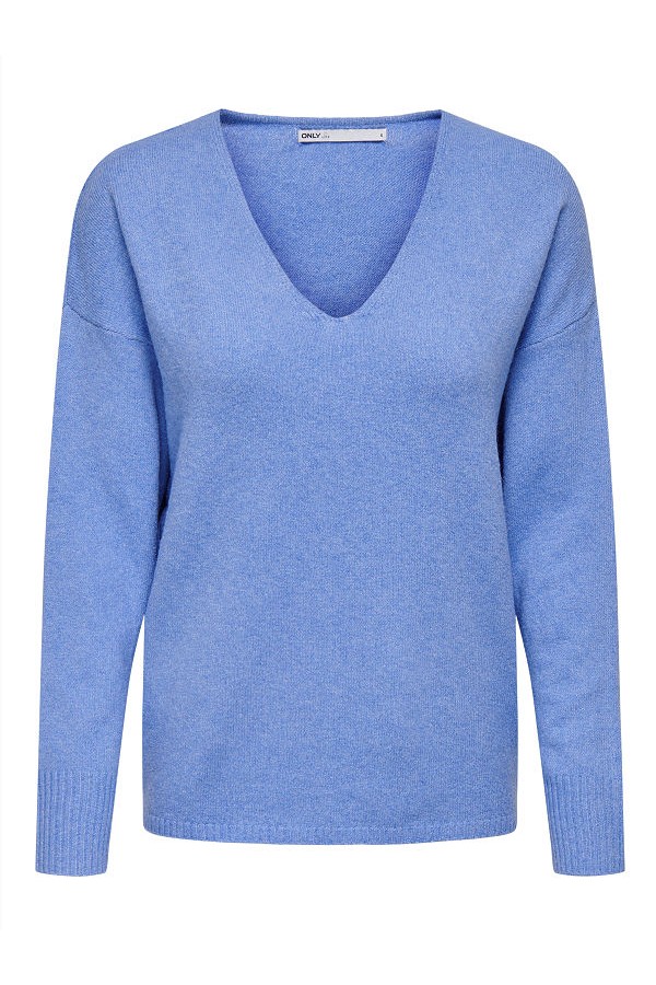 ONLRICA LIFE L/S V-NECK PULLO KNT NOOS - ΜΠΛΕ ΑΝΟΙΧΤΟ