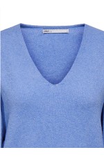 ONLRICA LIFE L/S V-NECK PULLO KNT NOOS - ΜΠΛΕ ΑΝΟΙΧΤΟ