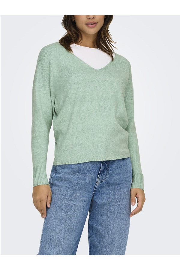 ONLRICA LIFE L/S V-NECK PULLO KNT NOOS - ΠΡΑΣΙΝΟ