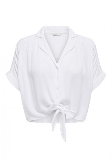 ONLPAULA LIFE S/S TIE SHIRT WVN NOOS - ΛΕΥΚΟ