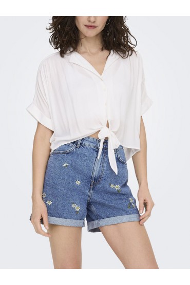 ONLPAULA LIFE S/S TIE SHIRT WVN NOOS - ΛΕΥΚΟ