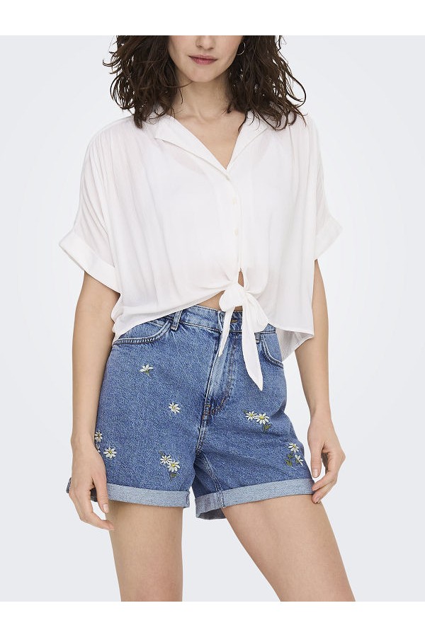 ONLPAULA LIFE S/S TIE SHIRT WVN NOOS - ΛΕΥΚΟ