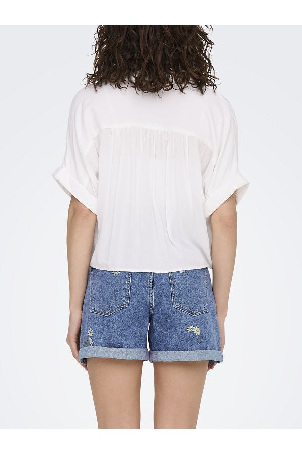 ONLPAULA LIFE S/S TIE SHIRT WVN NOOS - ΛΕΥΚΟ