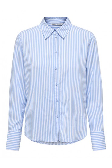 ONLBERIT LIFE L/S SHIRT NOOS WVN - ΜΠΛΕ ΑΝΟΙΧΤΟ
