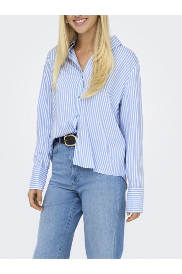 ONLBERIT LIFE L/S SHIRT NOOS WVN - ΜΠΛΕ ΑΝΟΙΧΤΟ