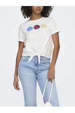 ONLDORA S/S KNOT FOLD-UP TOP JRS - ΛΕΥΚΟ