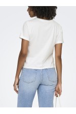 ONLDORA S/S KNOT FOLD-UP TOP JRS - ΛΕΥΚΟ