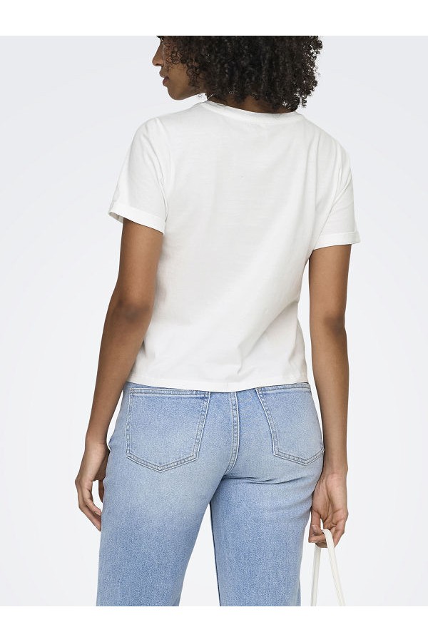 ONLDORA S/S KNOT FOLD-UP TOP JRS - ΛΕΥΚΟ