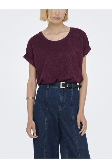 ONLMOSTER GLITTER S/S TOP NOOS JRS - ΜΠΟΡΝΤΩ
