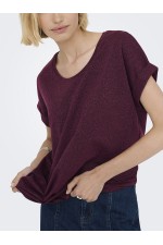 ONLMOSTER GLITTER S/S TOP NOOS JRS - ΜΠΟΡΝΤΩ