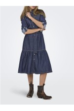 ONLSEVIGNY FRILL 3/4 SL LONG DRESS DNM - ΜΠΛΕ