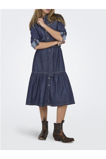 ONLSEVIGNY FRILL 3/4 SL LONG DRESS DNM - ΜΠΛΕ