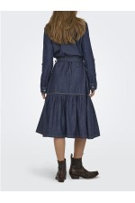 ONLSEVIGNY FRILL 3/4 SL LONG DRESS DNM - ΜΠΛΕ