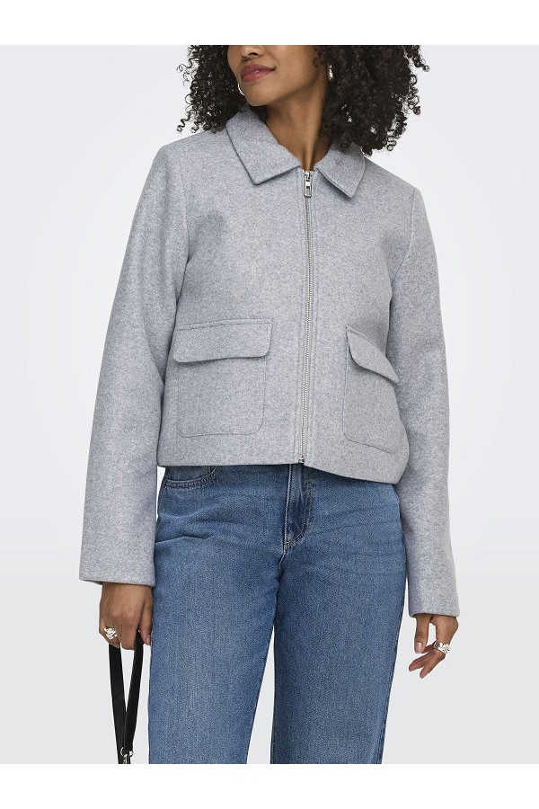 ONLVELA ZIP SHORT JACKET OTW - ΓΚΡΙ
