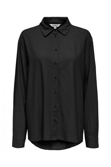 ONLGOA L/S LINEN BL SHIRT CC PNT - ΜΑΥΡΟ