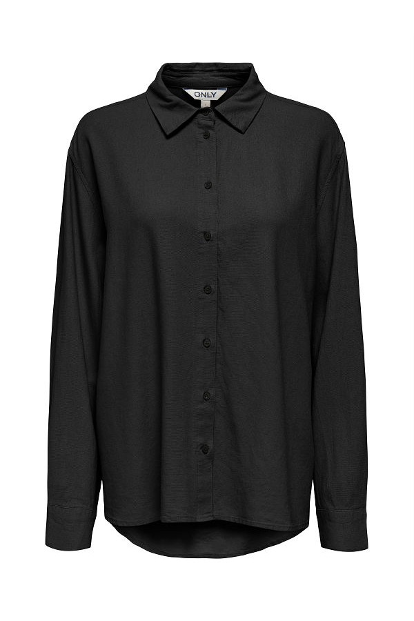 ONLGOA L/S LINEN BL SHIRT CC PNT - ΜΑΥΡΟ
