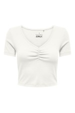 ONLBETTY S/S SCALLOP V-NECK CC JRS - ΛΕΥΚΟ