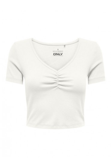 ONLBETTY S/S SCALLOP V-NECK CC JRS - ΛΕΥΚΟ