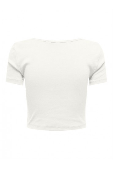 ONLBETTY S/S SCALLOP V-NECK CC JRS - ΛΕΥΚΟ