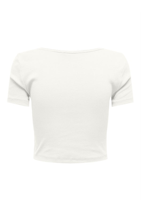 ONLBETTY S/S SCALLOP V-NECK CC JRS - ΛΕΥΚΟ