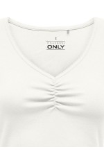 ONLBETTY S/S SCALLOP V-NECK CC JRS - ΛΕΥΚΟ