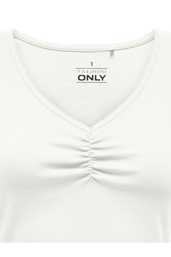 ONLBETTY S/S SCALLOP V-NECK CC JRS - ΛΕΥΚΟ