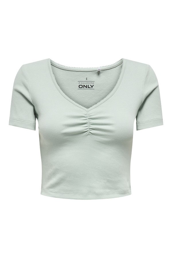 ONLBETTY S/S SCALLOP V-NECK CC JRS - ΠΡΑΣΙΝΟ