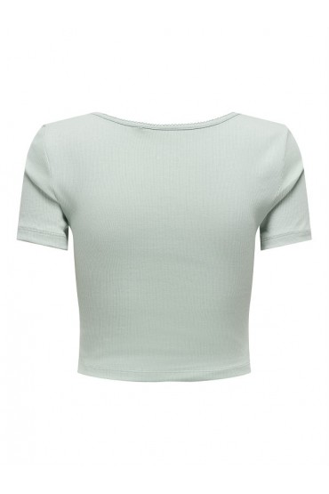 ONLBETTY S/S SCALLOP V-NECK CC JRS - ΠΡΑΣΙΝΟ