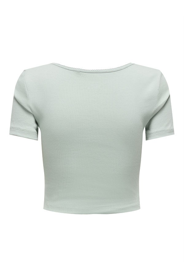 ONLBETTY S/S SCALLOP V-NECK CC JRS - ΠΡΑΣΙΝΟ