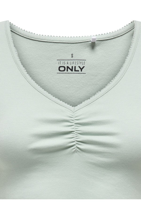 ONLBETTY S/S SCALLOP V-NECK CC JRS - ΠΡΑΣΙΝΟ
