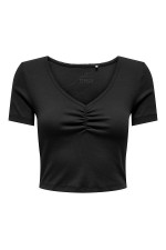 ONLBETTY S/S SCALLOP V-NECK CC JRS - ΜΑΥΡΟ