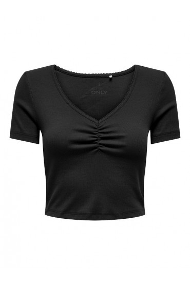 ONLBETTY S/S SCALLOP V-NECK CC JRS - ΜΑΥΡΟ