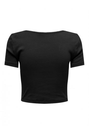 ONLBETTY S/S SCALLOP V-NECK CC JRS - ΜΑΥΡΟ