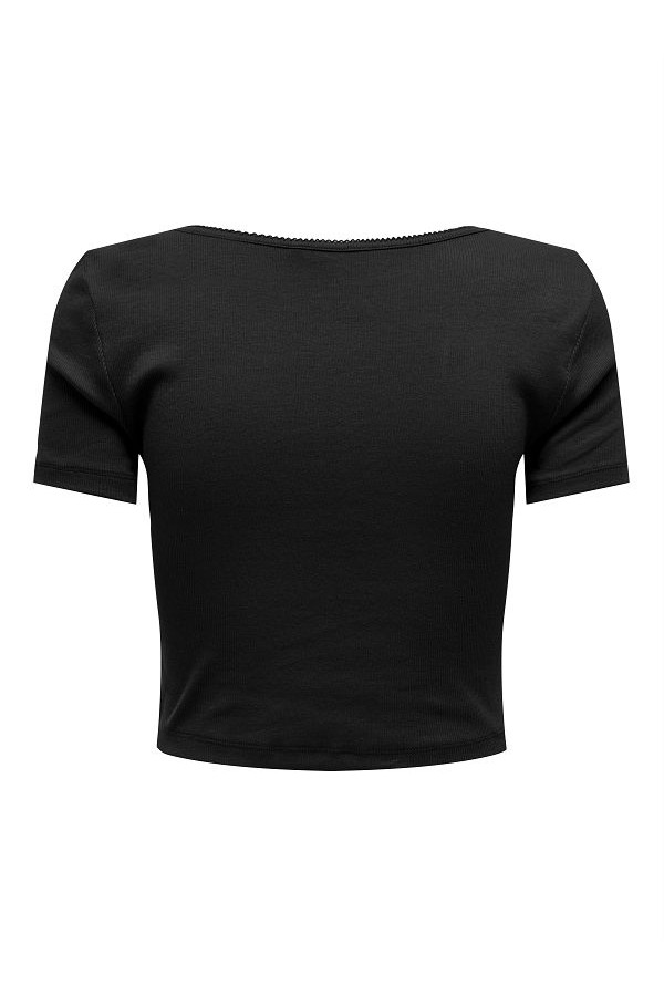 ONLBETTY S/S SCALLOP V-NECK CC JRS - ΜΑΥΡΟ
